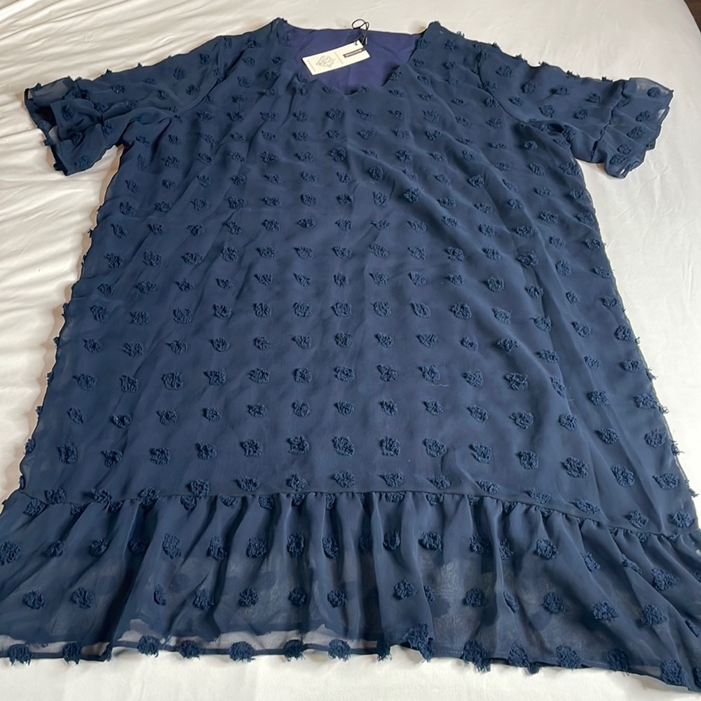 Bontime Womens Sheet Short Sleeve V Neck Swiss Dot Short Dress